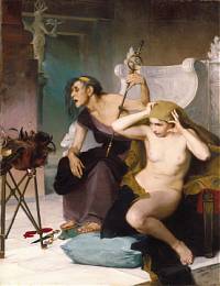 Sarah_Paxton_Ball_Dodson,_The_Bacidae_1883_(two_priestesses_of_Bacis_in_a_prophetic_ecstasy_reading_chicken_entrails)